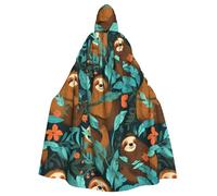 WHJDPP Il mantello con cappuccio per adulti con stampa di bradipo comico è un poncho con cappuccio super grande, confortevole e resistente per Halloween