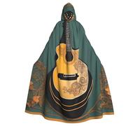 WHJDPP Il mantello con cappuccio per adulti con stampa di chitarra musicale è un poncho con cappuccio super grande, confortevole e resistente per Halloween