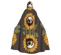 WHJDPP Il mantello con cappuccio per adulti con stampa di girasole bradipo è un poncho con cappuccio super grande, comodo e resistente per Halloween