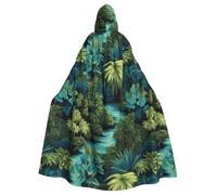 WHJDPP Il mantello con cappuccio per adulti con stampa di piante tropicali è un poncho con cappuccio super grande, confortevole e resistente per Halloween