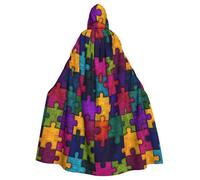 WHJDPP Il mantello con cappuccio per adulti con stampa di puzzle colorati è un poncho con cappuccio super grande, confortevole e resistente di Halloween