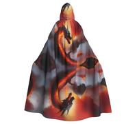 WHJDPP Il mantello con cappuccio per adulti con stampa drago sul vulcano è un poncho con cappuccio super grande, comodo e resistente per Halloween