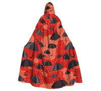 WHJDPP Il mantello con cappuccio per adulti con stampa ombrello rosso è un poncho con cappuccio super grande, confortevole e resistente per Halloween