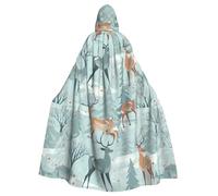 WHJDPP Il mantello con cappuccio per adulti con stampa renna è un poncho con cappuccio super grande, comodo e resistente per Halloween