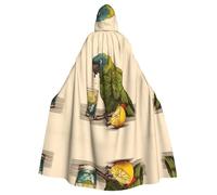 WHJDPP Il pappagallo che beve una bevanda Picture Adult Hooded Cloak è un poncho con cappuccio super grande, confortevole e resistente per Halloween