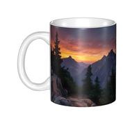 WHJDPP La luce del mattino in montagna Tazza in ceramica Tazza per cappuccino, latte, cereali, yogurt, latte, bevande calde o fredde Forno a microonde