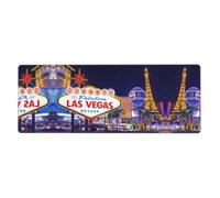 WHJDPP Las Vegas Night City - Tappetino per mouse, 30,5 x 80 cm | Grande tappetino da scrivania per gioco, lavoro e casa, superficie resistente e antiscivolo, con bordo di bloccaggio preciso