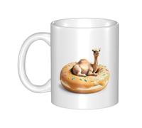 WHJDPP Little camel on a ciambella Tazza in ceramica per cappuccino, latte, cereali, yogurt, latte, bevande calde o fredde Forno a microonde