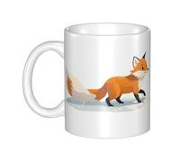 WHJDPP Little Fox Walking on the Snow Tazza in ceramica per cappuccino, latte, cereali, yogurt, latte, bevande calde o fredde Forno a microonde