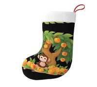 WHJDPP Little Monkey enjoy delicious peach Printed Christmas Decorative Socks Add festive cheer to Halloween Christmas