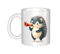 WHJDPP Little riccio che soffia il corno Tazza in ceramica per cappuccino, latte, cereali, yogurt, latte, bevande calde o fredde Forno a microonde