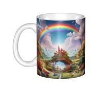 WHJDPP Little World Under the Rainbow Picture tazza in ceramica per cappuccino, latte, cereali, yogurt, latte, bevande calde o fredde forno a microonde