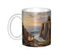 WHJDPP Looking out to sea Tazza in ceramica per cappuccino, latte, cereali, yogurt, latte, bevande calde o fredde Forno a microonde