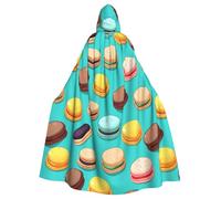 WHJDPP Macaron Cookies Printing Adult Hooded Cloak è un poncho con cappuccio super grande, confortevole e resistente per Halloween