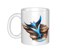 WHJDPP Manta behind the rocks Tazza in ceramica per cappuccino, latte, cereali, yogurt, latte, bevande calde o fredde Forno a microonde