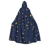 WHJDPP Mantello con cappuccio blu navy con cielo e stelle, per Halloween, per adulti, mantello con cappuccio super grande, senza cerniera