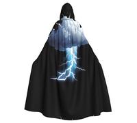 WHJDPP Mantello con cappuccio con papillon per Halloween, per adulti, con stampa di tuoni e fulmini, per feste in costume, cosplay