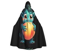 WHJDPP Mantello con cappuccio e papillon per Halloween, per adulti, motivo: piccolo mostro che tiene pesca, per feste in costume, cosplay