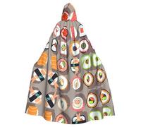 WHJDPP Mantello con cappuccio per adulti con immagine di cibo per sushi, per Halloween, mantello con cappuccio super grande senza cerniera