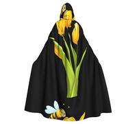WHJDPP Mantello con cappuccio per adulti con stampa ape su tulipano con papillon per feste in costume, cosplay