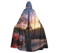 WHJDPP Mantello con cappuccio per adulti con stampa della Torre Eiffel di Parigi e Francia per feste in costume ed eventi a