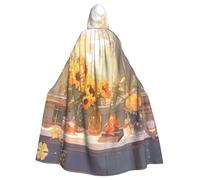 WHJDPP Mantello con cappuccio per adulti con stampa di girasoli sotto il davanzale della finestra per feste in costume ed eventi a tema