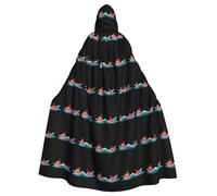 WHJDPP Mantello con cappuccio per adulti con stampa di mele tra le onde, per feste in costume ed eventi a tema