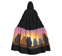 WHJDPP Mantello con cappuccio per adulti con stampa di piccoli animali che guardano il tramonto senza cerniera, comodo e durevole per giochi di ruolo