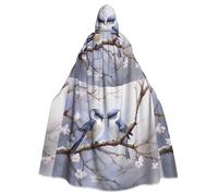 WHJDPP Mantello con cappuccio per adulti con stampa di uccelli uno di fronte all'altro, per Halloween, super grande, senza cerniera