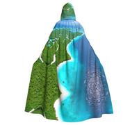 WHJDPP Mantello con cappuccio per adulti con stampa di un'isola nell'oceano per feste in costume ed eventi a tema