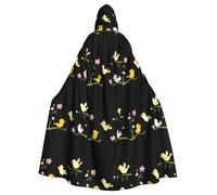 WHJDPP Mantello con cappuccio per adulti con stampa uccello che canta felice - mantello con cappuccio super grande senza cerniera