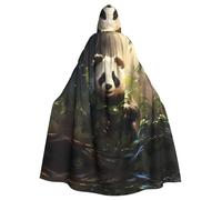 WHJDPP Mantello con cappuccio per adulti e feste in costume e eventi a tema, con stampa di piante e panda
