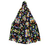 WHJDPP Mantello con cappuccio per costumi con stampa a forma di cuore per la consapevolezza dell'autismo, mantello lungo con cappuccio durevole