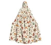 WHJDPP Mantello con cappuccio per costumi da cowboy con stampa di cavalli, mantello lungo con cappuccio durevole