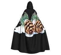 WHJDPP Mantello con cappuccio per Halloween, con motivo pigne nella neve, con papillon, per feste in costume, cosplay