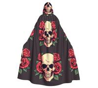 WHJDPP Mantello con cappuccio per Halloween e feste in costume e eventi a tema, motivo "Day of the Dead", motivo: rose di zucchero