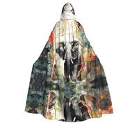 WHJDPP Mantello con cappuccio per Halloween, motivo: elefanti nella foresta, con papillon, per feste in costume, cosplay