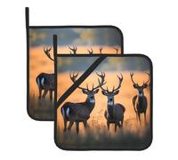 WHJDPP Natura animali selvatici stampa cervi quadrati isolati 2 pezzi con una comoda corda laterale per appendere facilmente