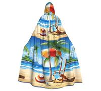 WHJDPP Ombrellone da spiaggia stampato Halloween adulto mantello con cappuccio - mantello con cappuccio super grande senza cerniera