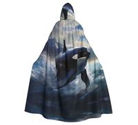 WHJDPP Orca Killer Whale Printing Adult Hooded Cloak è un poncho con cappuccio super grande, confortevole e resistente Halloween