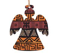 WHJDPP Ornamenti di legno di Natale a forma di angelo 6 PCS africano fango panno stampa tribale per appendere