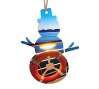 WHJDPP Ornamenti di legno di Natale a forma di pupazzo di neve 1 PC festa in piscina nave da crociera stampa da appendere agli alberi di