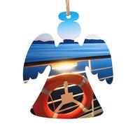 WHJDPP Ornamenti natalizi in legno a forma di angelo, 1 pezzo per feste in piscina, nave da crociera, stampa da appendere agli alberi di Natale