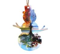 WHJDPP Ornamenti natalizi in legno a forma di pupazzo di neve, 1 pezzo, quattro stagioni, stampa albero della vita da appendere agli alberi di Natale