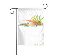 WHJDPP Piccole bandiere da giardino con stampa di gamberetti sulla barriera corallina 30,5 x 45,7 cm per decorazione da cortile con larghezza di posizione del palo di 3 cm (solo bandiera, asta non