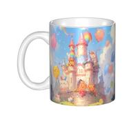 WHJDPP Piccoli animali nel castello Tazza in ceramica per cappuccino, latte, cereali, yogurt, latte, bevande calde o fredde Forno a microonde