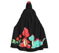 WHJDPP Piccolo fiore rosso e simpatico dinosauro stampa Halloween adulto mantello con cappuccio senza cerniera, comodo e durevole per giochi di ruolo