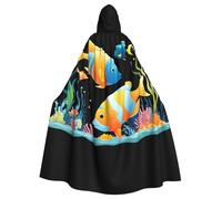 WHJDPP Piccolo mondo sottomarino immagine Halloween adulto mantello con cappuccio mantello con papillon per feste in costume, cosplay