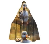 WHJDPP Pittura ad olio Anatra Stampato Halloween Adulto Mantello con Cappuccio Mantello con Papillon per feste in costume Cosplay