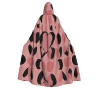 WHJDPP Puro colore di base rosa cuore nero Immagine Adulto Con Cappuccio Mantello è un super grande, confortevole e durevole Halloween con cappuccio poncho